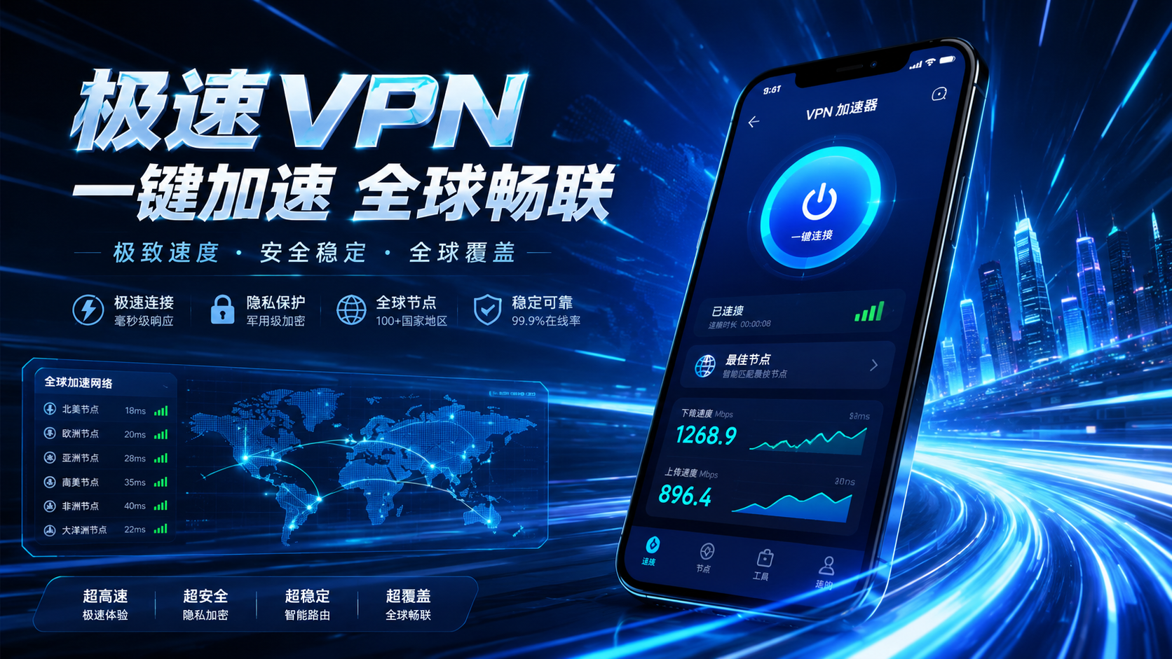 闪连VPN高速稳定版延迟实测